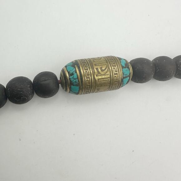 Tibetan Prayer Bead Bracelets Set of 2 Casual Boho Jewlery Brown Brass Red Blue - Picture 4 of 8